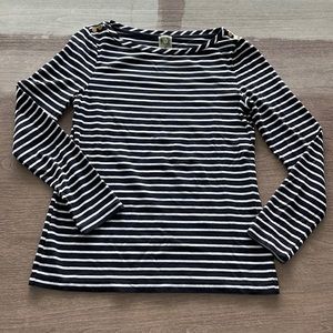 And Klein, black and white striped top in great condition